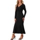 thumbnail image 2 of Vestidos largos ajustados Inspire Chic con cinturón, vestido de cola de pez sexy hasta el suelo, negro, talla L, 2 of 6