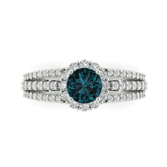 Clara Pucci 14K White Gold 1.83ct LondonBlueTopaz Halo Ring for Women