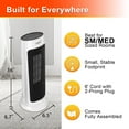 thumbnail image 4 of Caynel Oscillating Tower Ceramic Heaters, Electric Space Heater for Home with Thermostat 12-Hour Timer, 1500W, White, 4 of 6