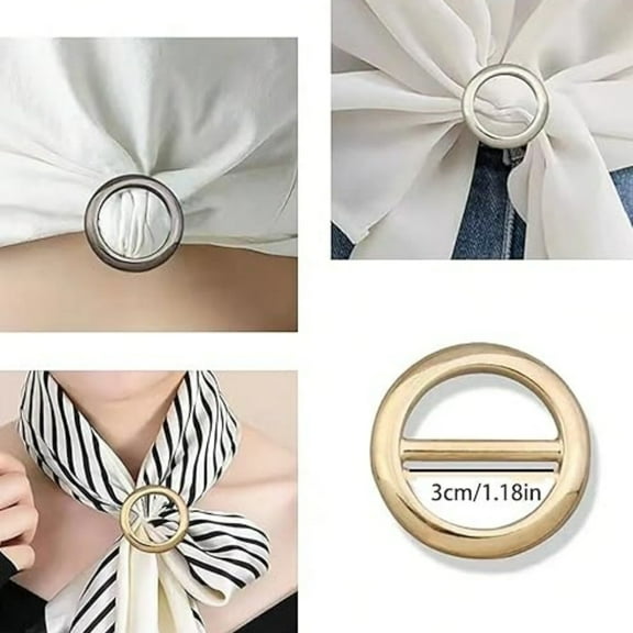 Women's Shirt Buckle - Round Metal Tie Clip Scarf Ring Buckle Gold Silver Gun Grey Clothing Accessories