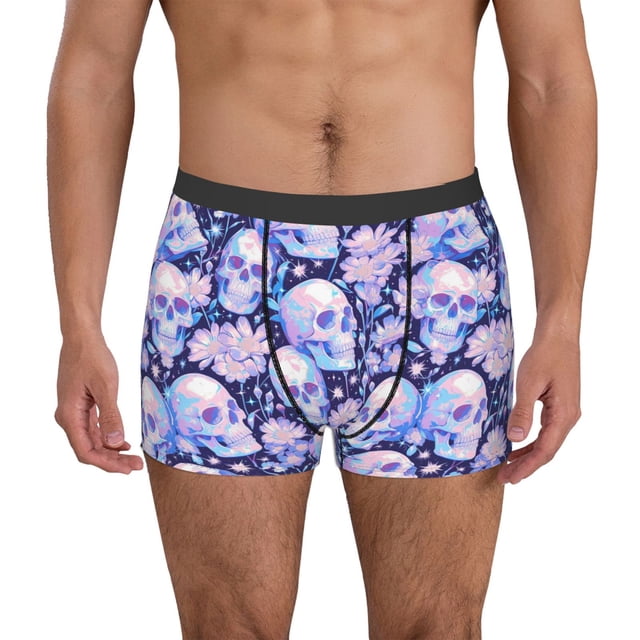 Balery Skull star crystal Calzoncillos bóxer para hombre, ropa interior de algodón suave y transpirable con cinturilla de nailon-XX-Large