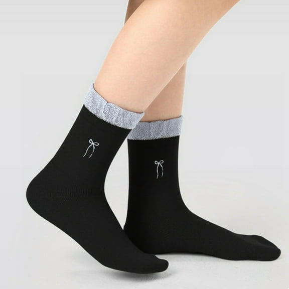 Sunbona Girls Bow Lace Cuffed Knee High Socks Soft Comfortable Stretchable Stockings For Everyday School Wear