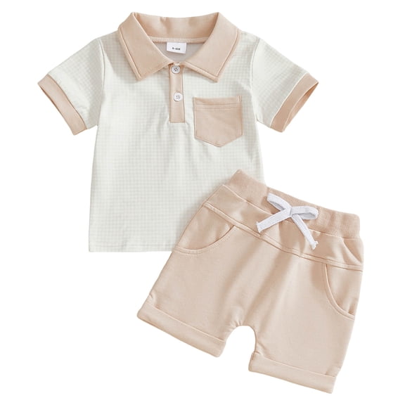 Toddler Boy Outfits Summer Toddler Baby Boy Clothes 3 6 9 12 18 Months 2 3T Summer Spring Polo Shirt Shorts Sleeves Set Button Outfits 2 PCS