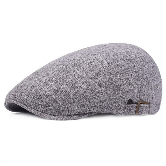Men's Linen Cotton Berets Hat Outdoor Travel Solid Color Hats Adjustable Caps