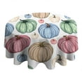 thumbnail image 4 of Colorful Fall Pumpkins Pattern Round Tablecloth 60" X 60",Wrinkle Wipeable Table Cloth for Kitchen Dining Room Picnic Patio Party, 4 of 6