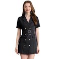 thumbnail image 1 of INSPIRE CHIC Robe Ceinturée à Col Rabattu à Double Boutonnage Unie pour Femme, 1 of 6