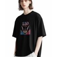 thumbnail image 2 of Men's T Shirts, Retro Red Blue Rockets Stars Cloud T-Shirt for Men Crew Neck Tees Cotton Tops, Black, 2XL, 2 of 9