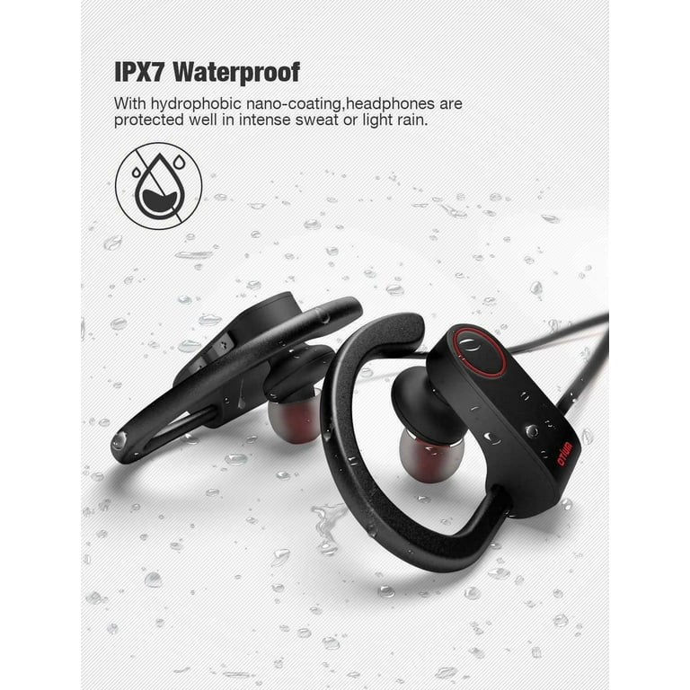 Bluetooth Headphones V5.0 IPX7 Waterproof Wireless Sport Earphones HiFi Bass Stereo Sweatproof Earbuds W Mic Noise Cancelling Headset for Workout Gym 8 Hours Play time Black Walmart
