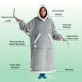 thumbnail image 6 of Cozy Comfort Standard Wearable Blanket Hoodie, Long Sherpa Fleece Blanket Sweatshirt with Warm Big Hood, Dark Brown, Small, 6 of 6