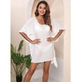 thumbnail image 4 of Kukuzhu Women Bathing Suit Cover Up Frill Beach Blouse Scalloped Dress See Through Bikini Swimsuit, 4 of 7