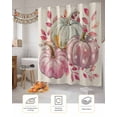 thumbnail image 7 of Fall Shower Curtain Watercolor Pink Pumpkin Bathroom Curtains with Hooks, Waterproof Fabric Leaves Plant Thanksgiving Bath Shower Curtains Set for Bathroom Bathtubs Decor 72x84 Inch, 7 of 7