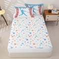 thumbnail image 4 of Homewish Light Blue Dripping Baseball Stitch Hitter Silhouette Graphic Zipper Full Size Comforter Sets with Fitted Sheet and 2 Pillowcases,Baseball Graphic Zipper Bedding Set,4pcs, 4 of 6