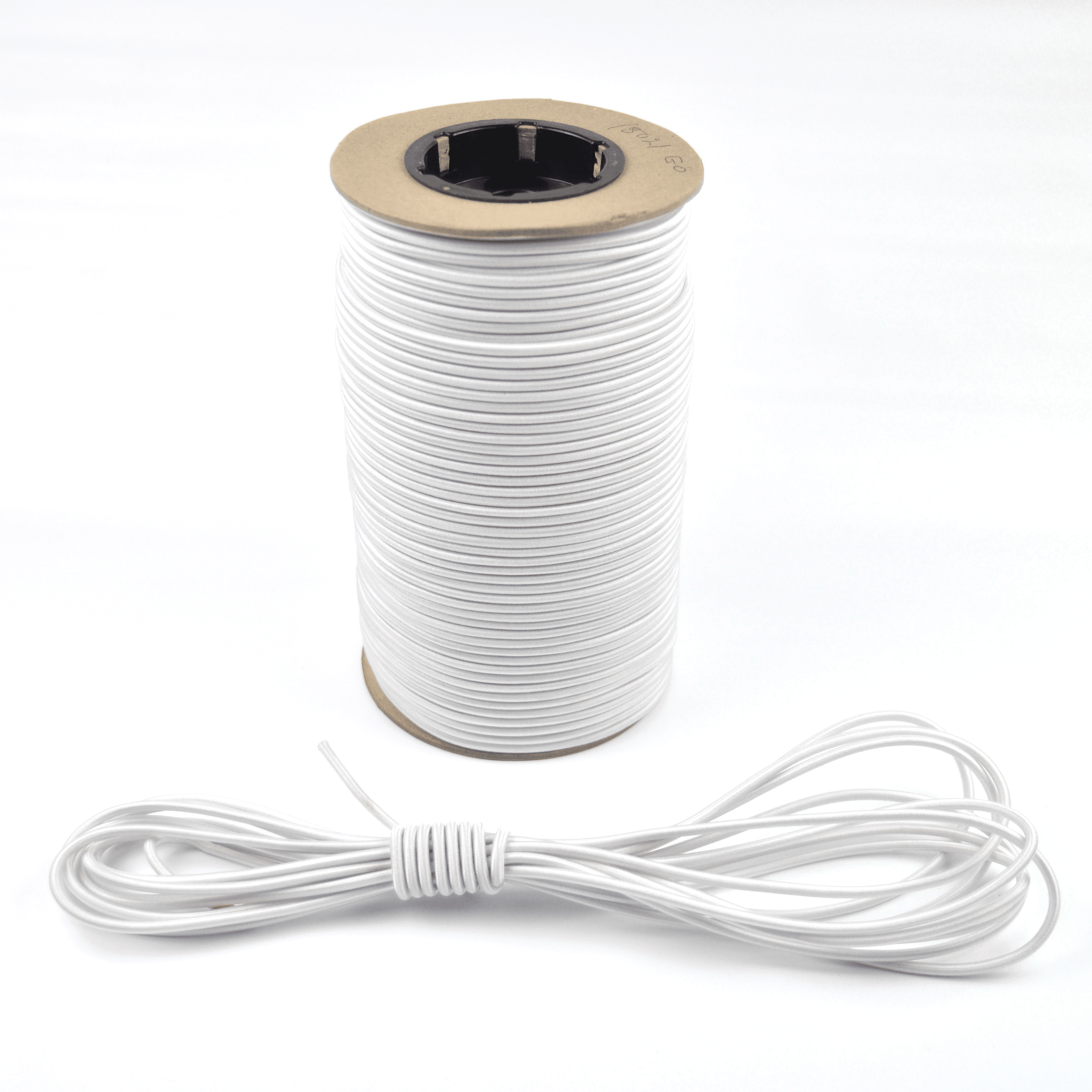 50,100 ft 3/16 Premium Marine Grade Bungee Shock Cord UV WHITE w BLK 10,20 25 