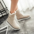 thumbnail image 4 of Warm Winter Mid Calf Boots for Women Suede Flat Heel On Ankle Booties Comfortable Casual Outdoor Walking Shoes, 4 of 7