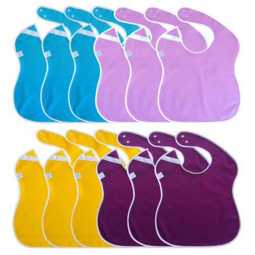 Large Waterproof Baby Bibs for Toddlers with Snap Buttons (12pack
