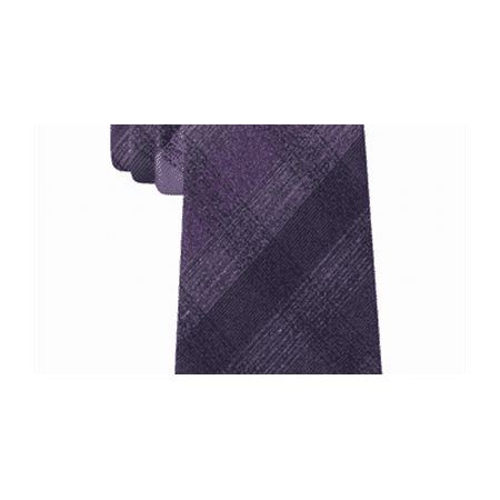 Kenneth Cole Reaction Men's Neck Tie Gray Tonal Check Slim Silk Purple Not Applicable