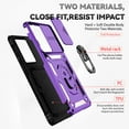 thumbnail image 6 of Galaxy S21 Ultra Kickstand Armor Case with Slide Camera Lens Protection Cover Built-in 360° Rotate Ring Holder Stand Magnetic Military Shockproof Phone Cover Case for Samsung Galaxy S21 Ultra,
Purple, 6 of 8