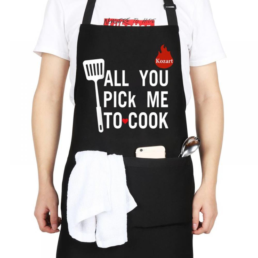 Chef Apron for Men and Women Adjustable Personalized Aprons Cooking Apron Funny Cute Apron with Pockets 