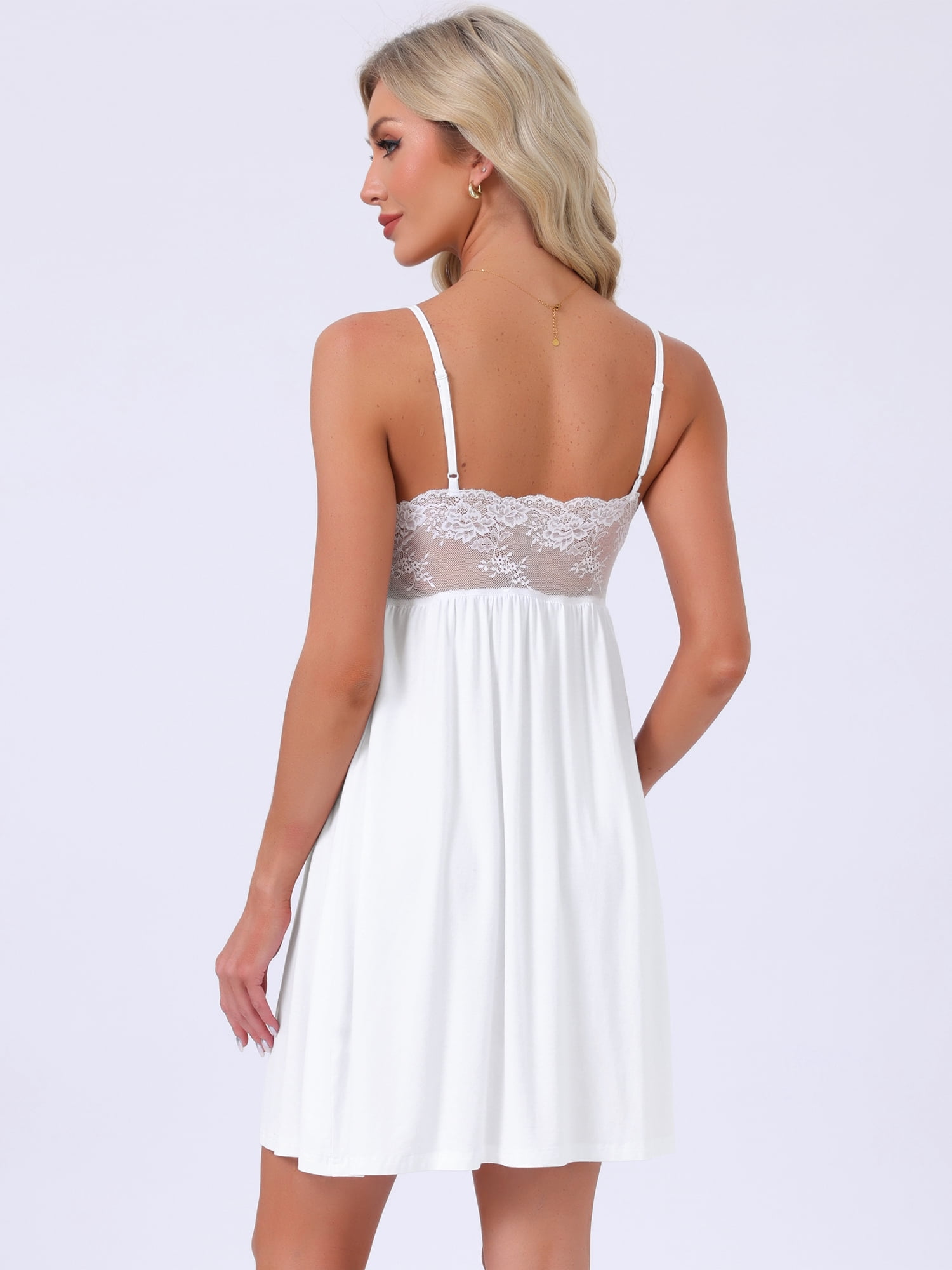 DARING DIVA Women's Babydoll Lingerie Sheer Lace V Neck A Line Nightgown 2XL White