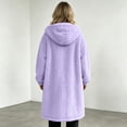 thumbnail image 7 of Plush Fleece Open Front Hooded Coats For Women Winter Warm Long Sleeve Mid-Length Trendy Casual Cardigan S-XXL, 7 of 7