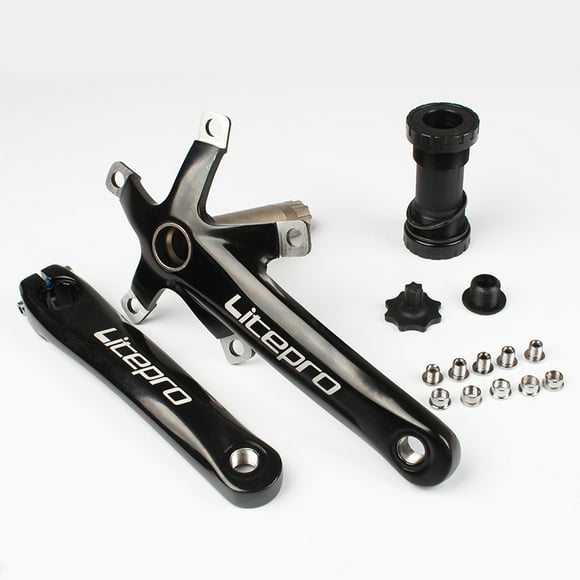 Bicycle bearing folding bicycle crank crankset aluminum alloy folding bicycle crank color: black left and right crank + bottom bracket