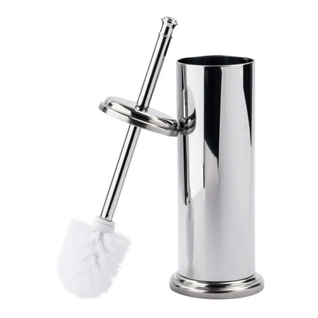 Discreet Toilet Brush and Metal Canister Holder by MAYA | Built In Splash Guard, Tapered Head, Compact and Elegant Design For Small Bathroom Spaces, Matches Your Bath Accessories, Chrome (Best Processor For Maya)