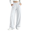 thumbnail image 2 of Kinrui Straight Leg Sweatpants for Petite Women Baggy Lounge Elastic Waist Pants Comfy Cute Fall Trousers White M, 2 of 7