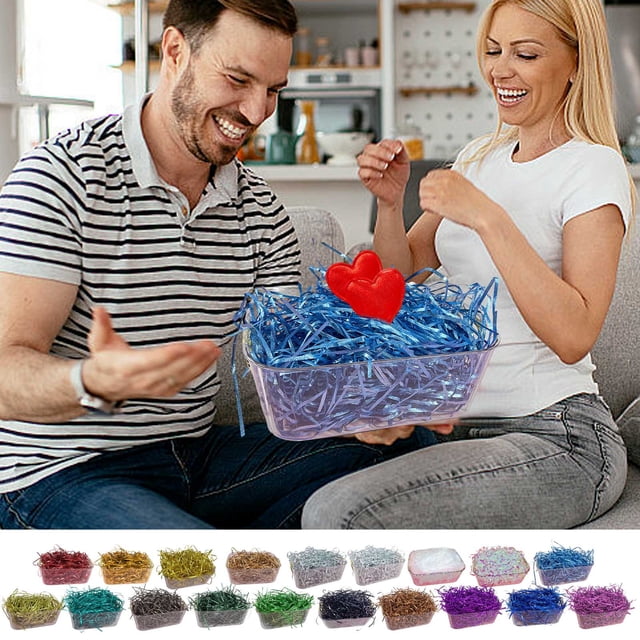 Raffia 100 g Paillettes Rouges Raffia Herbe Saint-Valentin Scintillant Décorations en Soie Dorée pour Emballage Cadeau et Bricolages (1 Pcs, 100 g) Rkxzt