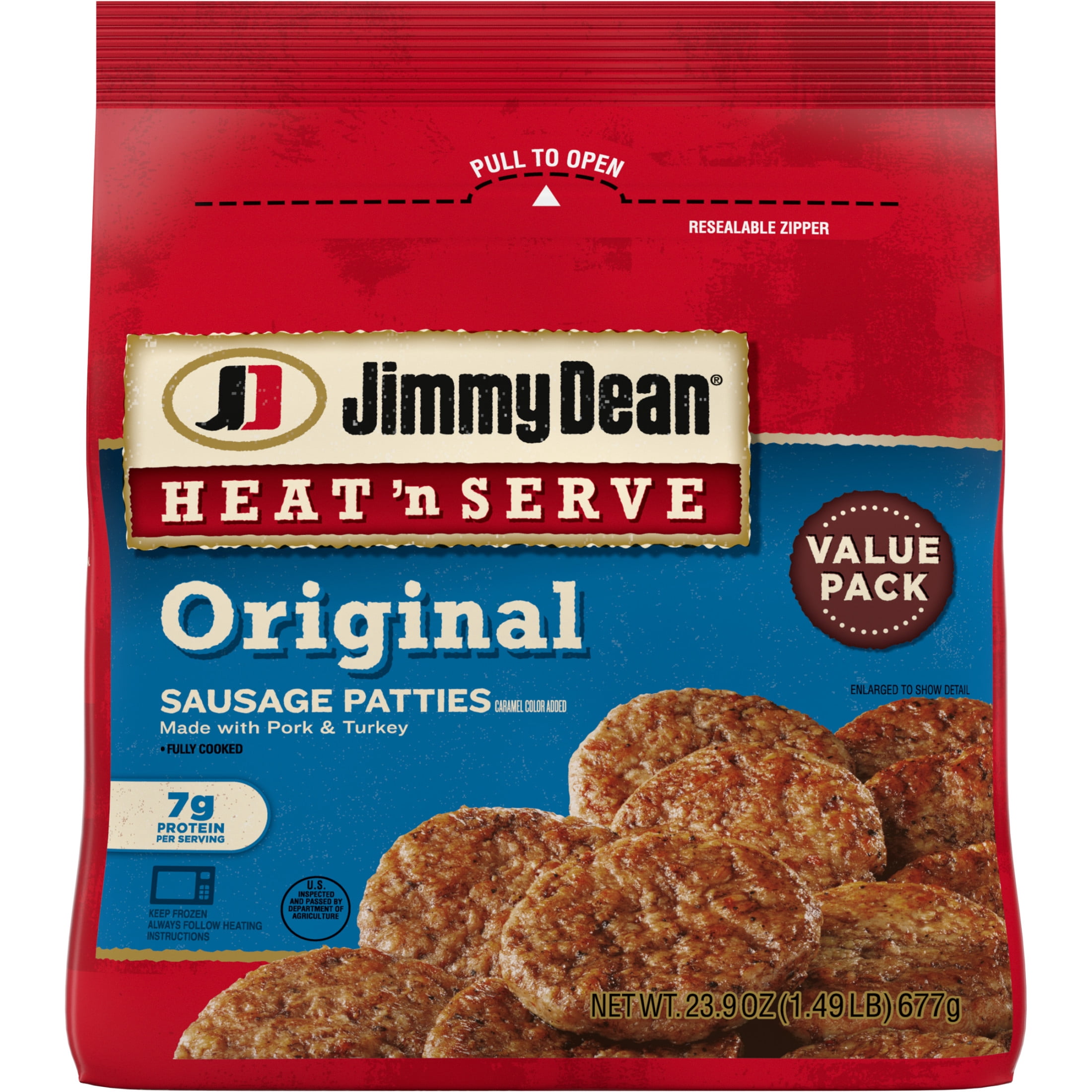Jimmy Dean Heat 'N Serve Original Pork Breakfast Sausage Patties, 26 Count (Frozen)