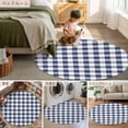 thumbnail image 6 of 8ft Round Rug, Navy Blue White Plaid Non-Skid Rubber Backing Large Area Rugs - Living Room Bedroom Home Office, Farmhouse Checkered Buffalo Indoor Floor Mat Carpets Washable Rug, 6 of 9