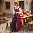 thumbnail image 4 of Renaissance Costume Women, Victorian Dress, Renaissance Dress Women, Renaissance Dress Women Medieval Costume Court Dress Victorian Regency Queen Princess Peasant Dress-Dress+Vest, Wine L, 4 of 6
