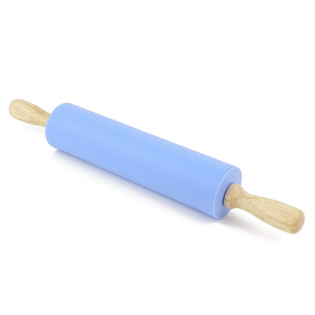 Silikon Nudelholz Antihaft Oberflche Holzgriff (blau)