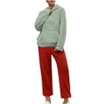 thumbnail image 2 of Mifsaly Pajama Sets for Women 2 Piece Fuzzy Fleece Hooded Sleepwear Warm Winter Pjs with Pockets Long Sleeve Plus Size Nightwear Thermal Soft Cozy Pants 2025 Going Out Daily Loungewear, 2 of 7