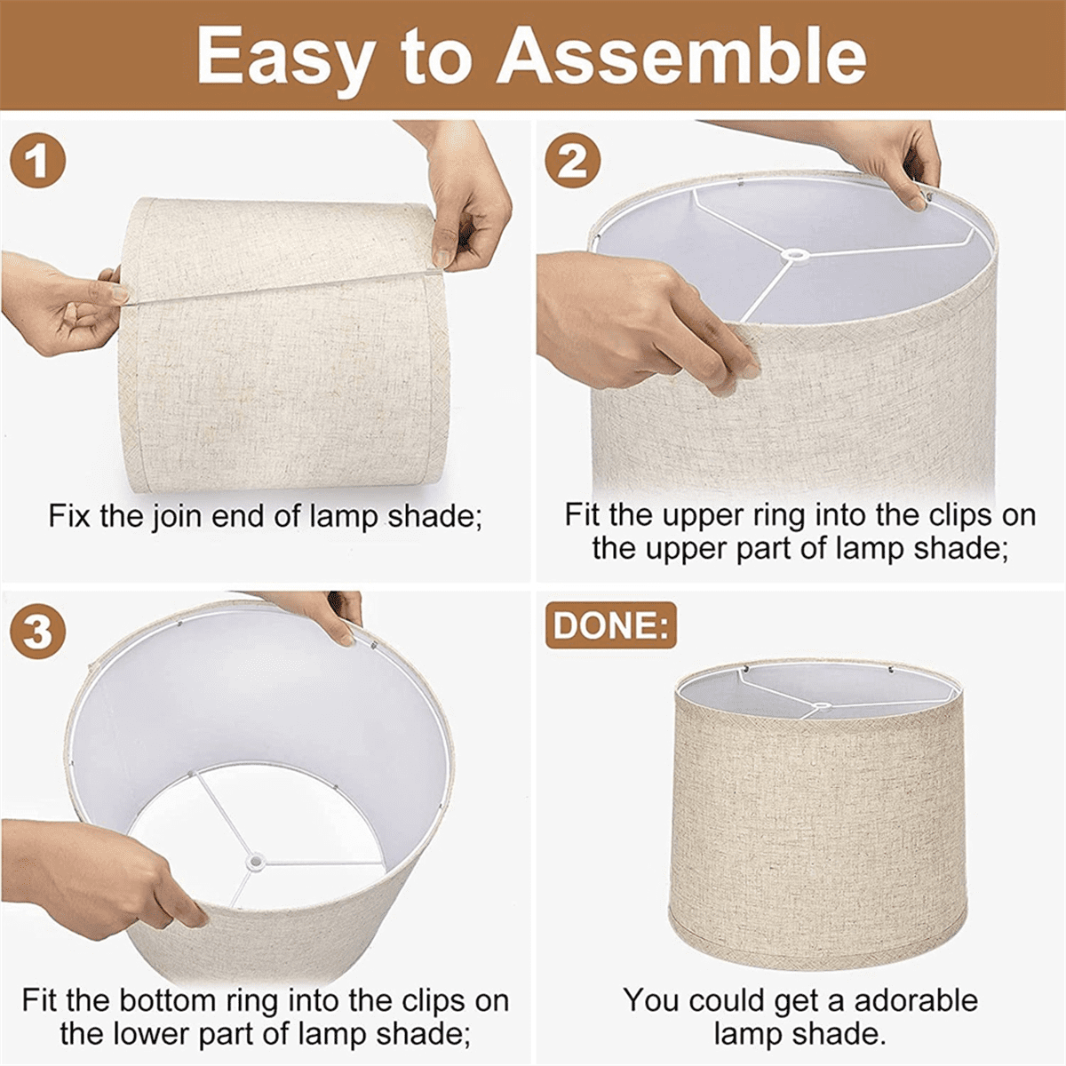 Beige Linen Fabric Lamp Shades 2PCS, Replacement for Table Lamp and Floor Lamp, 32x32x20 cm
