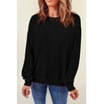 thumbnail image 3 of POGLIP Women's Black Plain Crew Neck Pullover Sweatshirt, 3 of 6