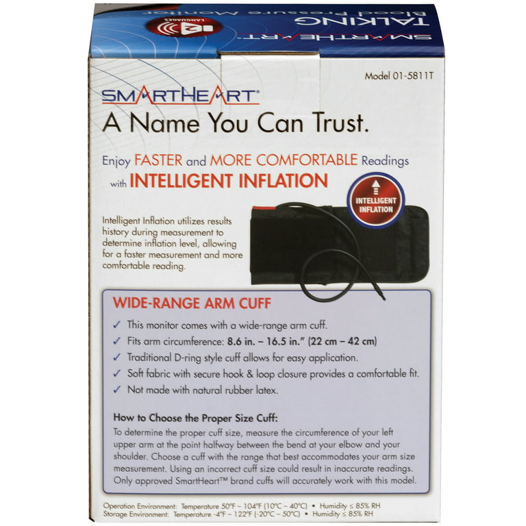 Heartsmart Blood Pressure Monitor | Wide Range Arm Cuff | Intelligent  Inflation Technology | 2-Person Memory, (01-553)
