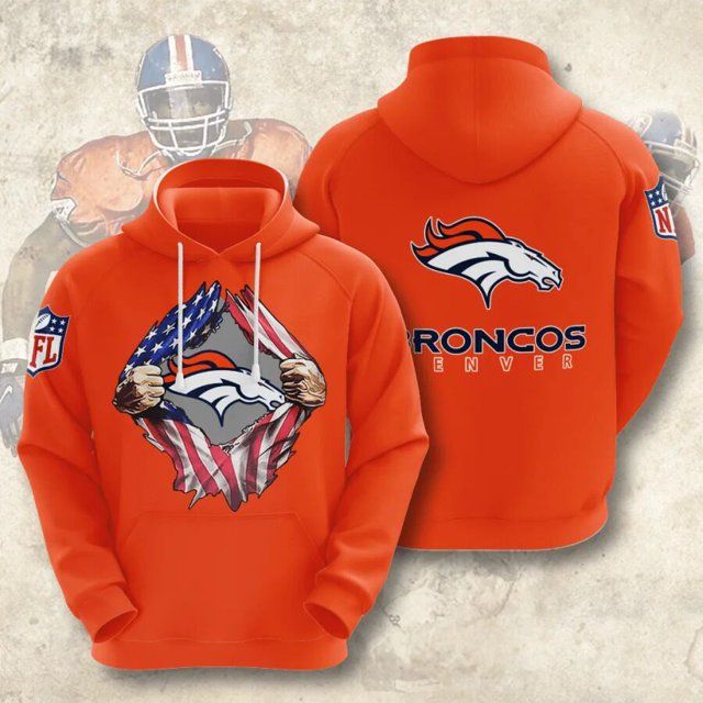 NFL Football Denver Broncos Sudadera Con Capucha Con Estampado 3D de Bolsillo