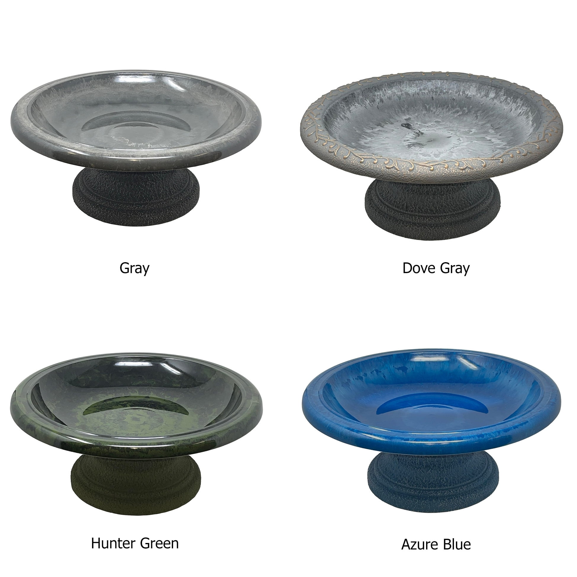 Birds and Beyond Gray Lightweight Freestanding Clay Bird Bath Basin with 7.5"H Small Base Sand