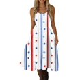 thumbnail image 2 of HAJWOH Women 4th of July Dresses 50s 60s Vintage Sleeveless Star and Stripe Print Cocktail Swing Dress Retro Patchwork Midi Evening Dress White S, 2 of 4