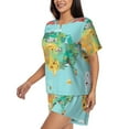 thumbnail image 2 of Rocae USA Tourist Map for Two Piece Sleepwear Pajamas Sets for Women Soft Short-Sleeved Pjs with Lounge Shorts X-Large, 2 of 9