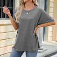 thumbnail image 5 of Plebaso Women's Casual T-Shirts Plain Short Sleeve Basic Tee Loose Summer Shirt Tops Solid Color, 5 of 7