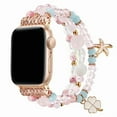 thumbnail image 6 of Compatible With White Apple Watch Band 38mm 40mm 41mm Women Agate Bracelet Strap, Fashion Handmade Elastic Replacement for iWatch Bands Series 8/7/6/5/4/3/2/1 Girls Wristband, 6 of 6