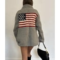 thumbnail image 2 of NOBRAND Women's American Flag Oversized Turtleneck Long Sleeve Knit Pullover Sweater, 2 of 4