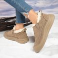 thumbnail image 3 of Winter Boots for Women Slip on Low Top Snow Booties Casual Round Toe Stitching Suede Comfy Fuzzy Antislip Ankle Boots Khaki Size 9, 3 of 7