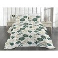 thumbnail image 2 of Ambesonne Jungle Boho Quilted Coverlet 2 Pcs, Hibiscus Rose Flowers, Twin Size, Hunter Green Slate Brown, 2 of 4