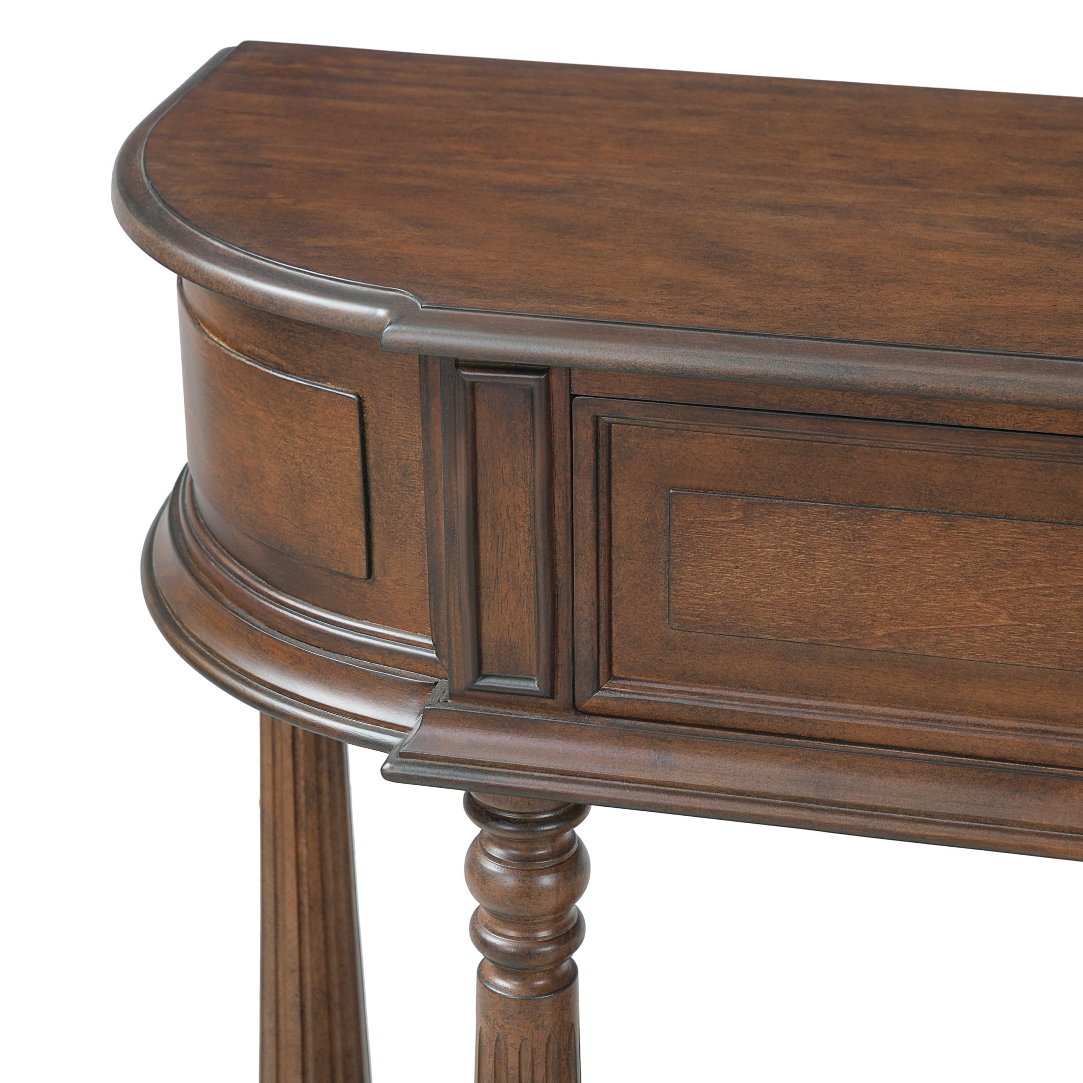 Christopher Knight Home Vintage Half Moon Wood Console Table with Drawers and Open Shelf, Walnut