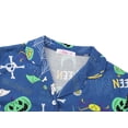 thumbnail image 2 of Beezizac Boys 2-Piece Pajamas - Blue Bats Ghosts Pumpkins Print Long Sleeve Notch Collar Button Soft PJs Size 10, 2 of 7