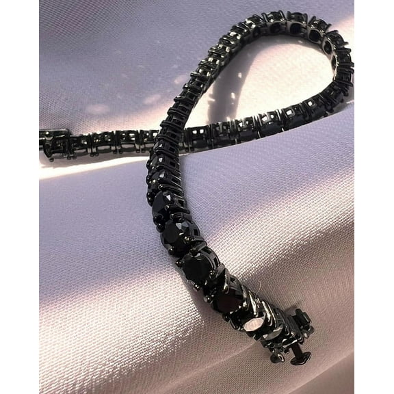 Mangal Jewels 9Ct Round Cut Black Diamond Tennis Unisex Bracelet 14K Black Gold Plated