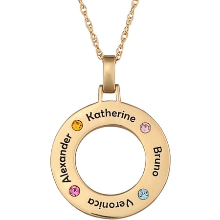 Personalized Planet Family 14kt Gold over Sterling Silver Name & Birthstone Disc Necklace