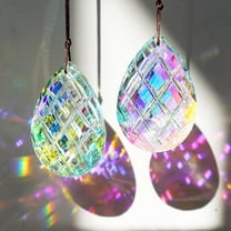 Set 2 Crystal Sun Catcher Prisms Pendant for Window Hanging Decor,3inch AB Colored Crystal Suncatchers Rainbow Maker Light Catcher for Home Indoor Garden Ornament